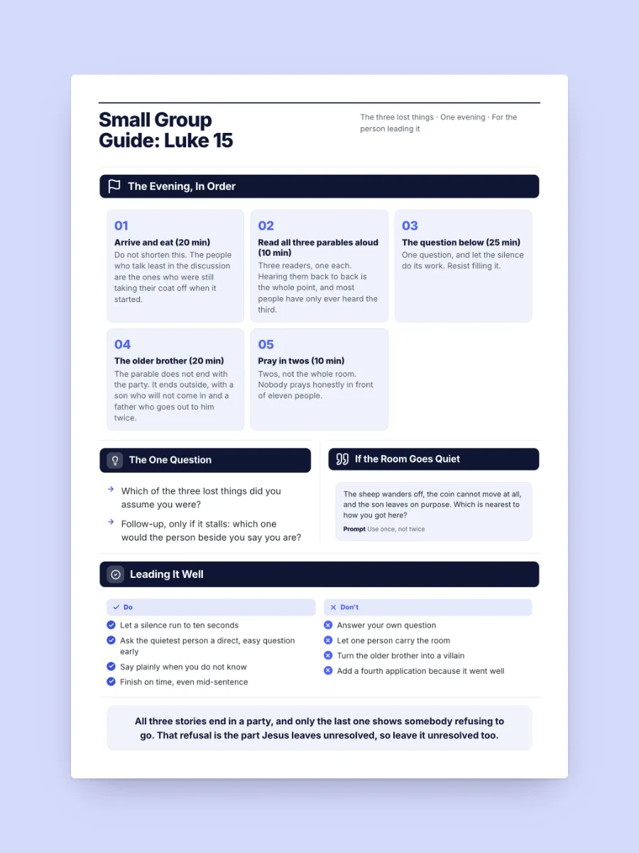 Small Group Guide One-Pager, one of our free church and faith one-pager templates, ready to edit