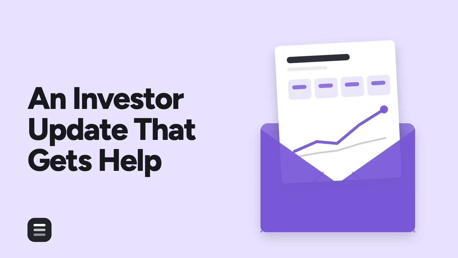 An Investor Update That Gets Help: an envelope with a rising chart letter coming out