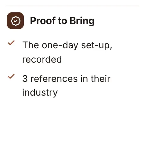Key points, "Proof to Bring": a close-up of the Competitive Battlecard One-Pager Template