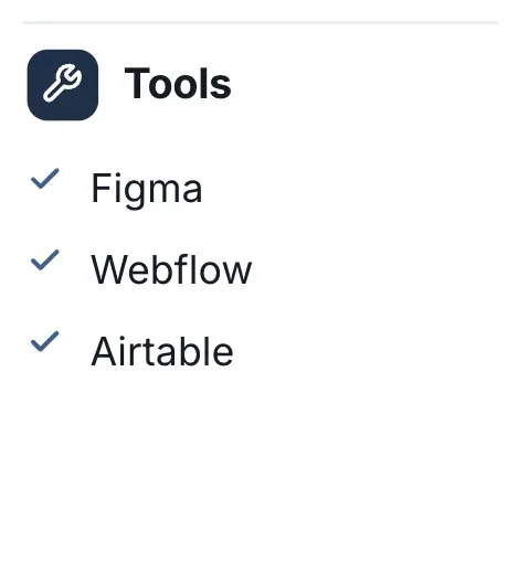 Key points, "Tools": a close-up of the Portfolio Project One-Pager Template